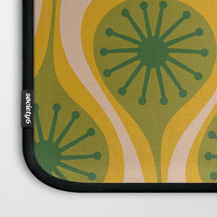 Mid Century Modern Atomic Drops Pattern Green Mustard Laptop Sleeve Gallery Image 3