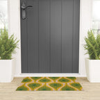 Mid Century Modern Atomic Drops Pattern Green Mustard Welcome Mat Gallery Image 3