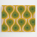 Mid Century Modern Atomic Drops Pattern Green Mustard Jigsaw Puzzle Gallery Image 1