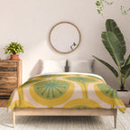 Mid Century Modern Atomic Drops Pattern Green Mustard Comforter Gallery Image 3