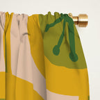 Mid Century Modern Atomic Drops Pattern Green Mustard Window Curtain Gallery Image 2