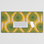 Mid Century Modern Atomic Drops Pattern Green Mustard Desk Mat Gallery Image 1