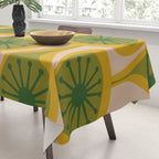 Mid Century Modern Atomic Drops Pattern Green Mustard Tablecloth Gallery Image 3