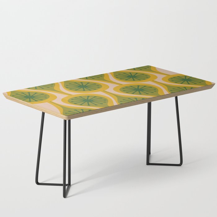 Mid Century Modern Atomic Drops Pattern Green Mustard Coffee Table Gallery Image 1