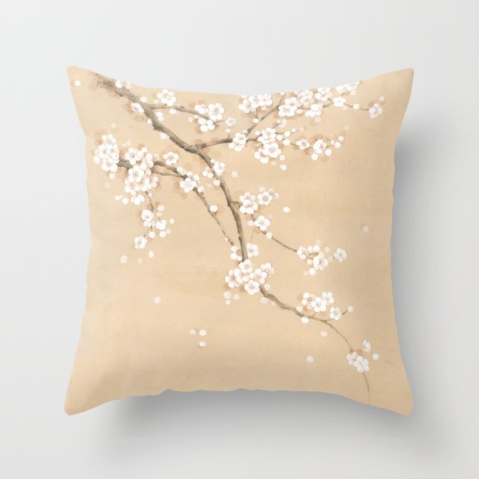 Spring Ume Flower / korean painting / chinoiserie Throw Pillow Gallery Image 6