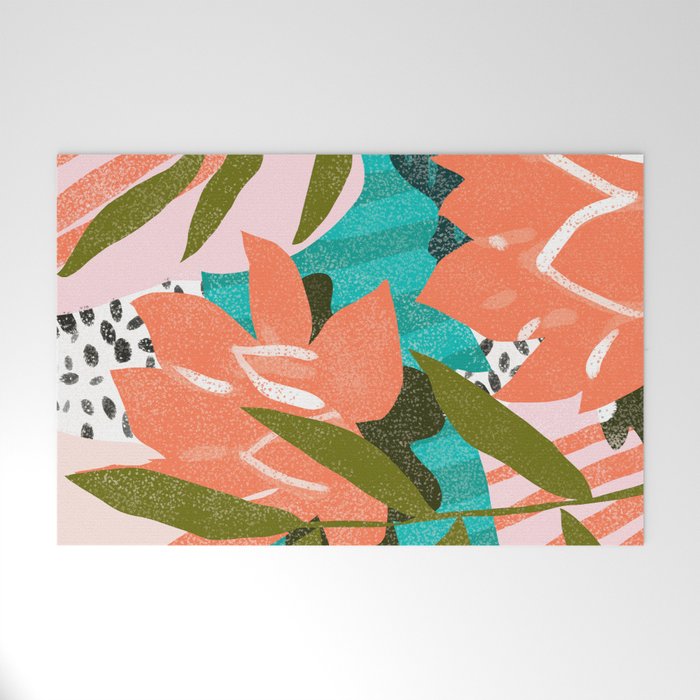 Forever in My Garden | Abstract Botanical Nature Plants Floral Painting | Quirky Modern Contemporary Welcome Mat Gallery Image 1