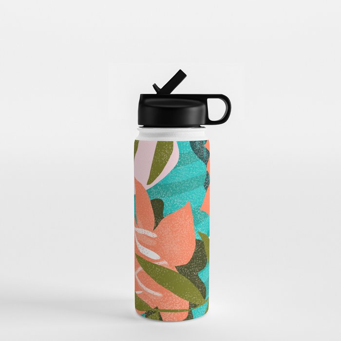 Forever in My Garden | Abstract Botanical Nature Plants Floral Painting | Quirky Modern Contemporary Water Bottle Gallery Image 1
