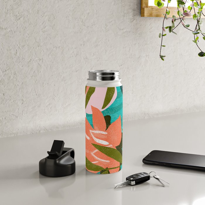 Forever in My Garden | Abstract Botanical Nature Plants Floral Painting | Quirky Modern Contemporary Water Bottle Gallery Image 4