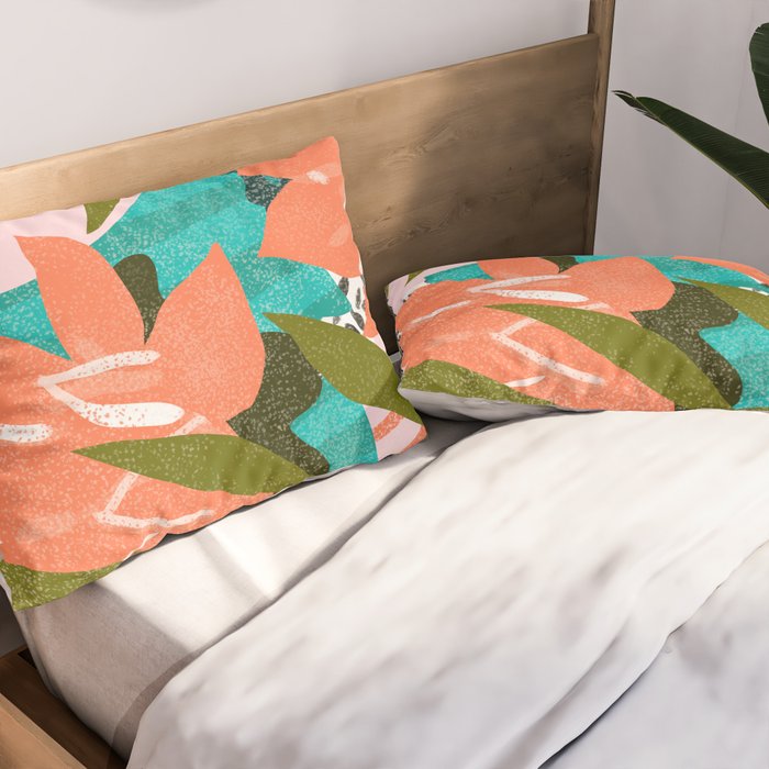 Forever in My Garden | Abstract Botanical Nature Plants Floral Painting | Quirky Modern Contemporary Pillow Sham Gallery Image 2