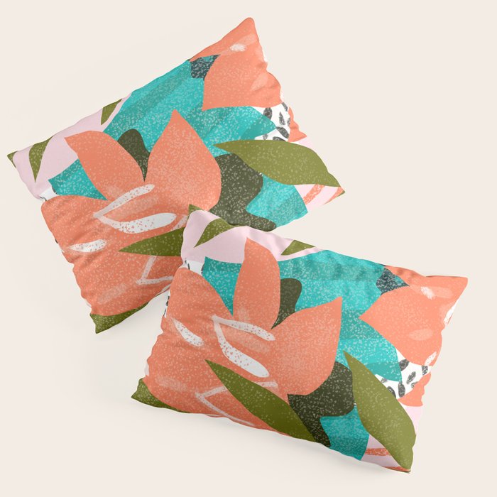 Forever in My Garden | Abstract Botanical Nature Plants Floral Painting | Quirky Modern Contemporary Pillow Sham Gallery Image 3
