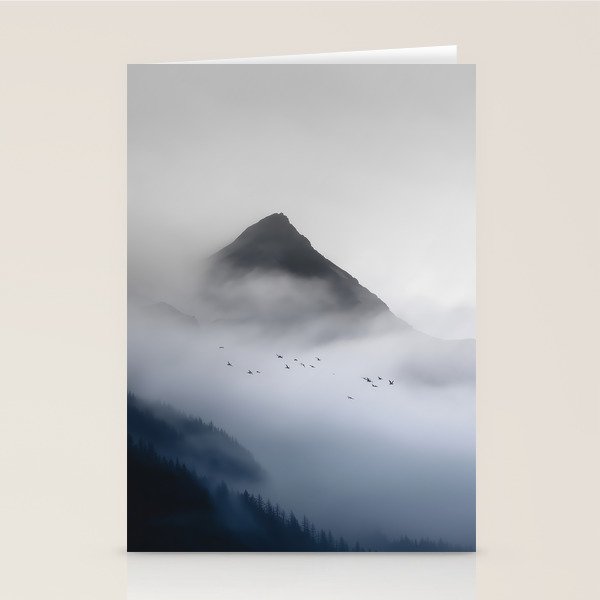Still Summit - Birds Over Foggy Ridge Stationery Card Gallery Image 1