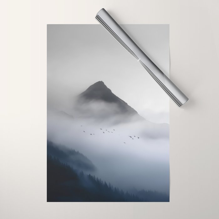 Still Summit - Birds Over Foggy Ridge Wrapping Paper Gallery Image 1