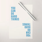 You Can Do Hard Things Cream & Blue Wrapping Paper Gallery Image 1