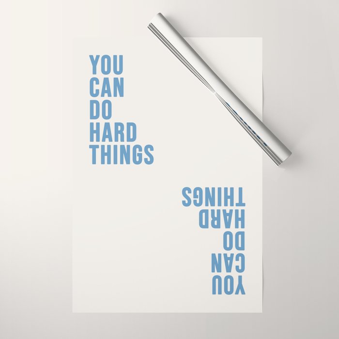 You Can Do Hard Things Cream & Blue Wrapping Paper Gallery Image 1