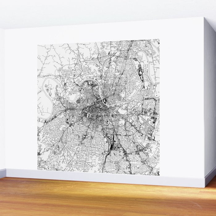 Nashville White Map Wall Mural Gallery Image 2