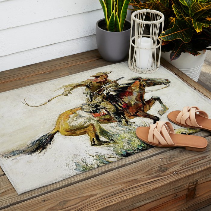 âWinchester Horse and Riderâ by Philip R Goodwin Outdoor Rug Gallery Image 2