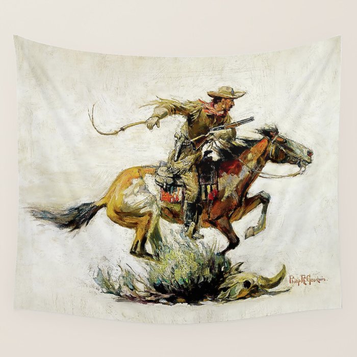 âWinchester Horse and Riderâ by Philip R Goodwin Wall Tapestry Gallery Image 1