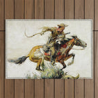 âWinchester Horse and Riderâ by Philip R Goodwin Outdoor Rug Gallery Image 1