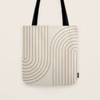 Minimal Line Curvature VI Earthy Natural Mid Century Modern Arch Abstract Tote Bag Gallery Image 1