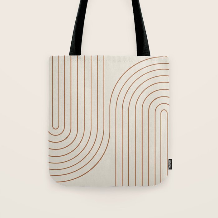 Minimal Line Curvature VI Earthy Natural Mid Century Modern Arch Abstract Tote Bag Gallery Image 1