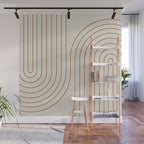 Minimal Line Curvature VI Earthy Natural Mid Century Modern Arch Abstract Wall Mural Gallery Image 1