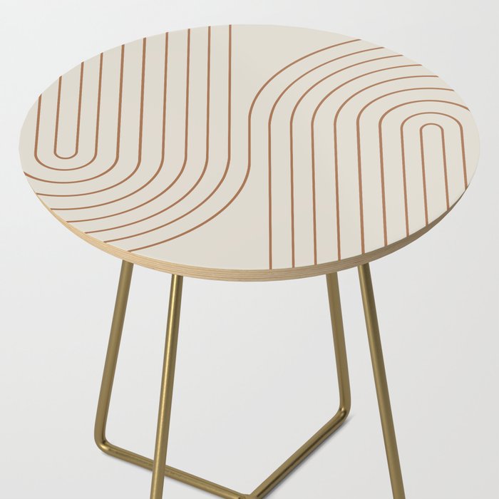 Minimal Line Curvature VI Earthy Natural Mid Century Modern Arch Abstract Side Table Gallery Image 2