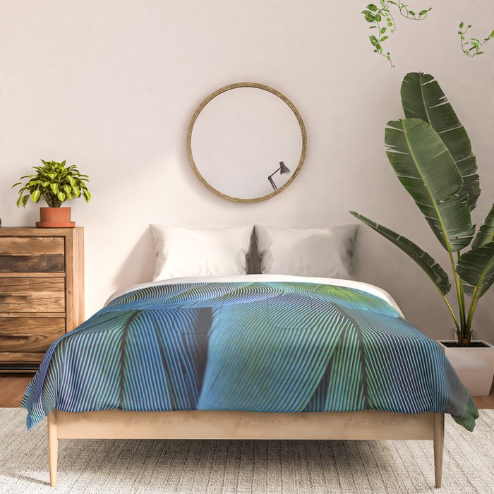 Blue Feathers #2 - Modern Photograph Comforter Gallery Image 3