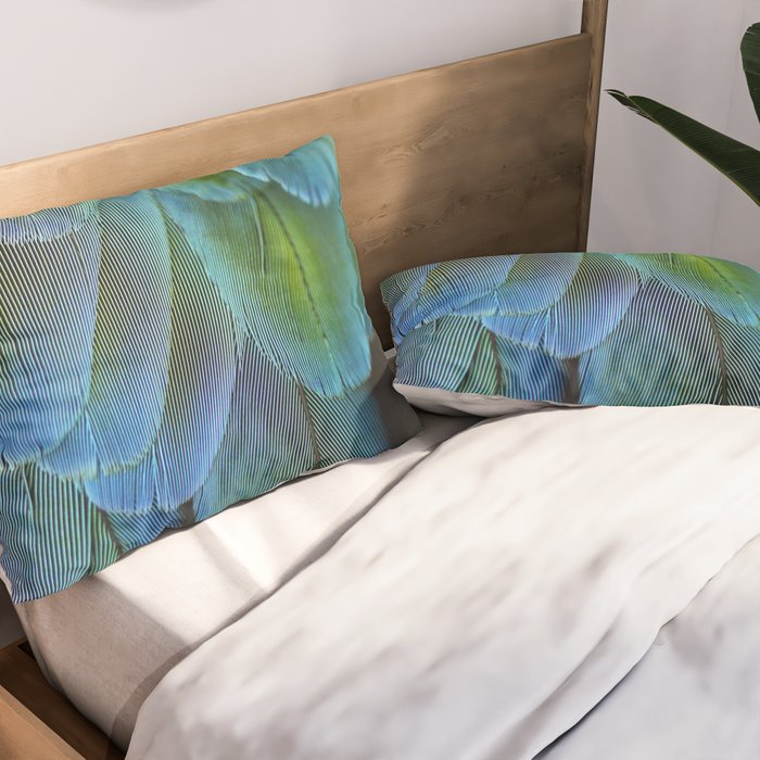 Blue Feathers #2 - Modern Photograph Pillow Sham Gallery Image 2