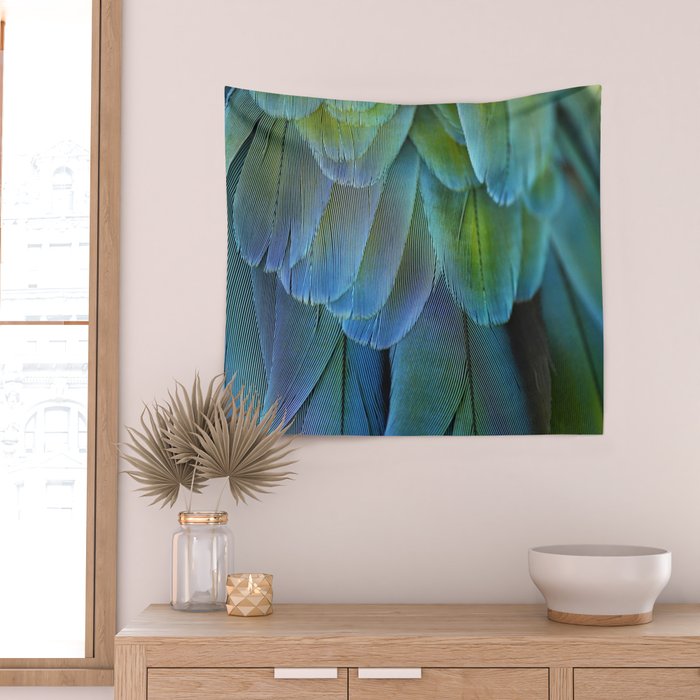 Blue Feathers #2 - Modern Photograph Wall Tapestry Gallery Image 2