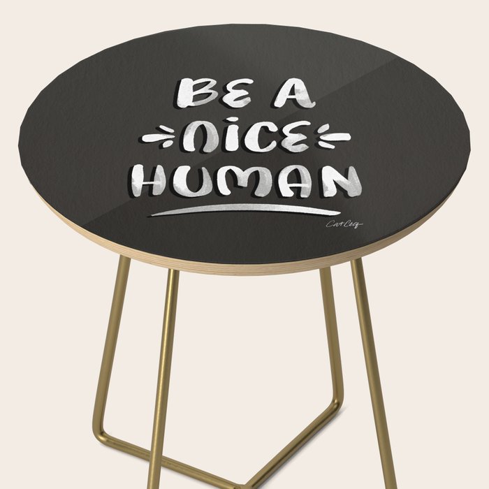 Be a Nice Human - White Type on Black Palette Side Table Gallery Image 2