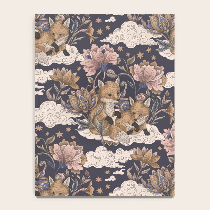 Fox Cubs in Moonlit Garden Notebook Gallery Image 4