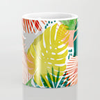 Tropical Garden, Botanical Colorful Jungle Watercolor Painting, Monstera Palm Nature Blush Bohemian Coffee Mug Gallery Image 4