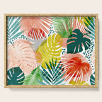 Tropical Garden, Botanical Colorful Jungle Watercolor Painting, Monstera Palm Nature Blush Bohemian Serving Tray Gallery Image 1