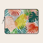 Tropical Garden, Botanical Colorful Jungle Watercolor Painting, Monstera Palm Nature Blush Bohemian Laptop Sleeve Gallery Image 1