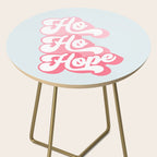 Retro Christmas Pun 'Ho Ho Hope' #positivevibes #Pink Side Table Gallery Image 2