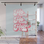 Retro Christmas Pun 'Ho Ho Hope' #positivevibes #Pink Wall Mural Gallery Image 1