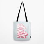 Retro Christmas Pun 'Ho Ho Hope' #positivevibes #Pink Tote Bag Gallery Image 2