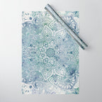 Yoga, Mandala, Green and Blue, Wall Art Boho Wrapping Paper Gallery Image 1