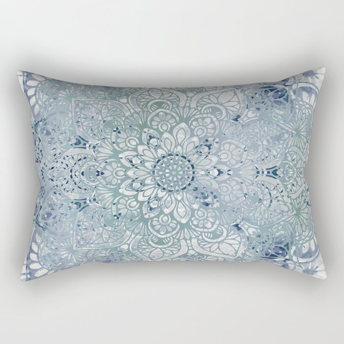 Yoga, Mandala, Green and Blue, Wall Art Boho Rectangular Pillow Gallery Image 2