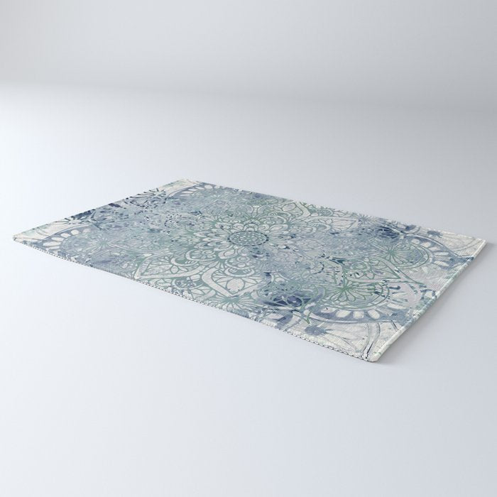 Yoga, Mandala, Green and Blue, Wall Art Boho Rug Gallery Image 3