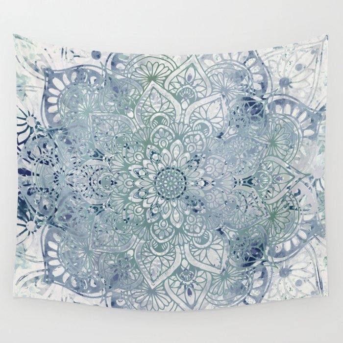 Yoga, Mandala, Green and Blue, Wall Art Boho Wall Tapestry Gallery Image 4