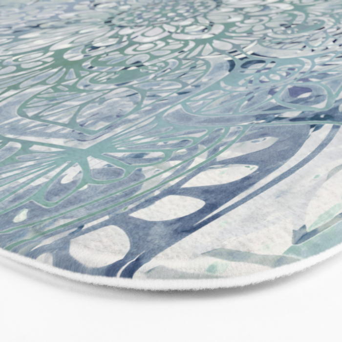 Yoga, Mandala, Green and Blue, Wall Art Boho Bath Mat Gallery Image 3