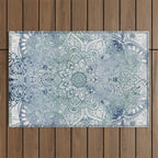 Yoga, Mandala, Green and Blue, Wall Art Boho Outdoor Rug Gallery Image 1