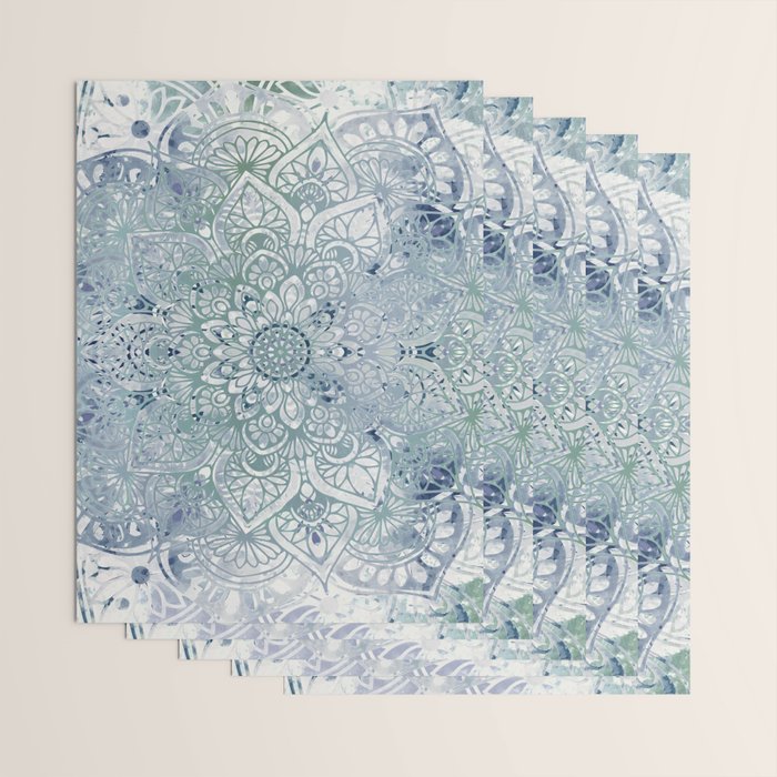 Yoga, Mandala, Green and Blue, Wall Art Boho Wrapping Paper Gallery Image 3
