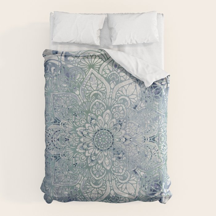 Yoga, Mandala, Green and Blue, Wall Art Boho Comforter Gallery Image 1