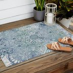 Yoga, Mandala, Green and Blue, Wall Art Boho Outdoor Rug Gallery Image 2