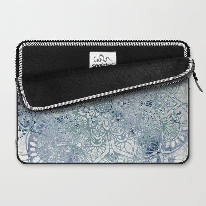 Yoga, Mandala, Green and Blue, Wall Art Boho Laptop Sleeve Gallery Image 2