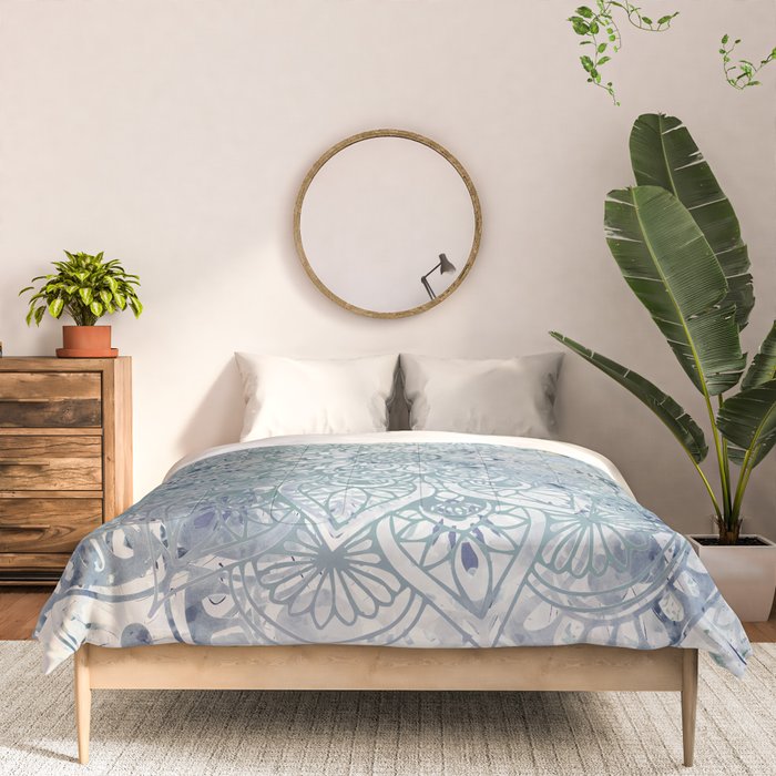Yoga, Mandala, Green and Blue, Wall Art Boho Comforter Gallery Image 3
