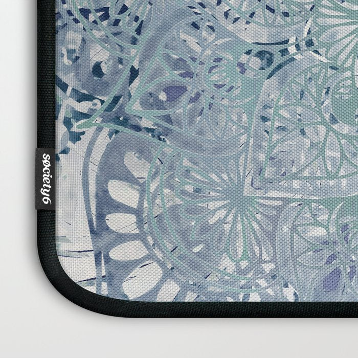 Yoga, Mandala, Green and Blue, Wall Art Boho Laptop Sleeve Gallery Image 3