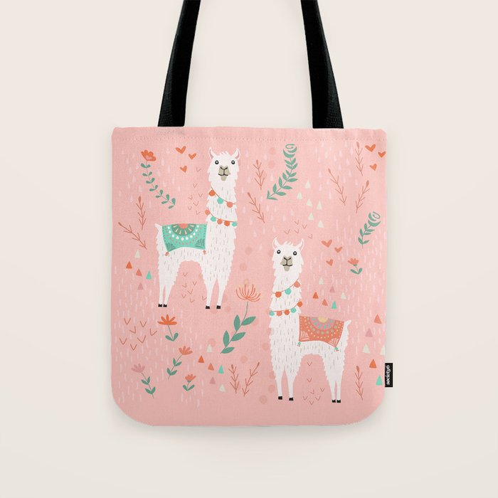Lovely Llama on Pink Tote Bag Gallery Image 1